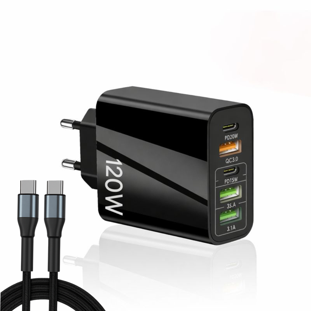 Încărcătorul 120W care încarcă toată familia — 5 dispozitive simultan