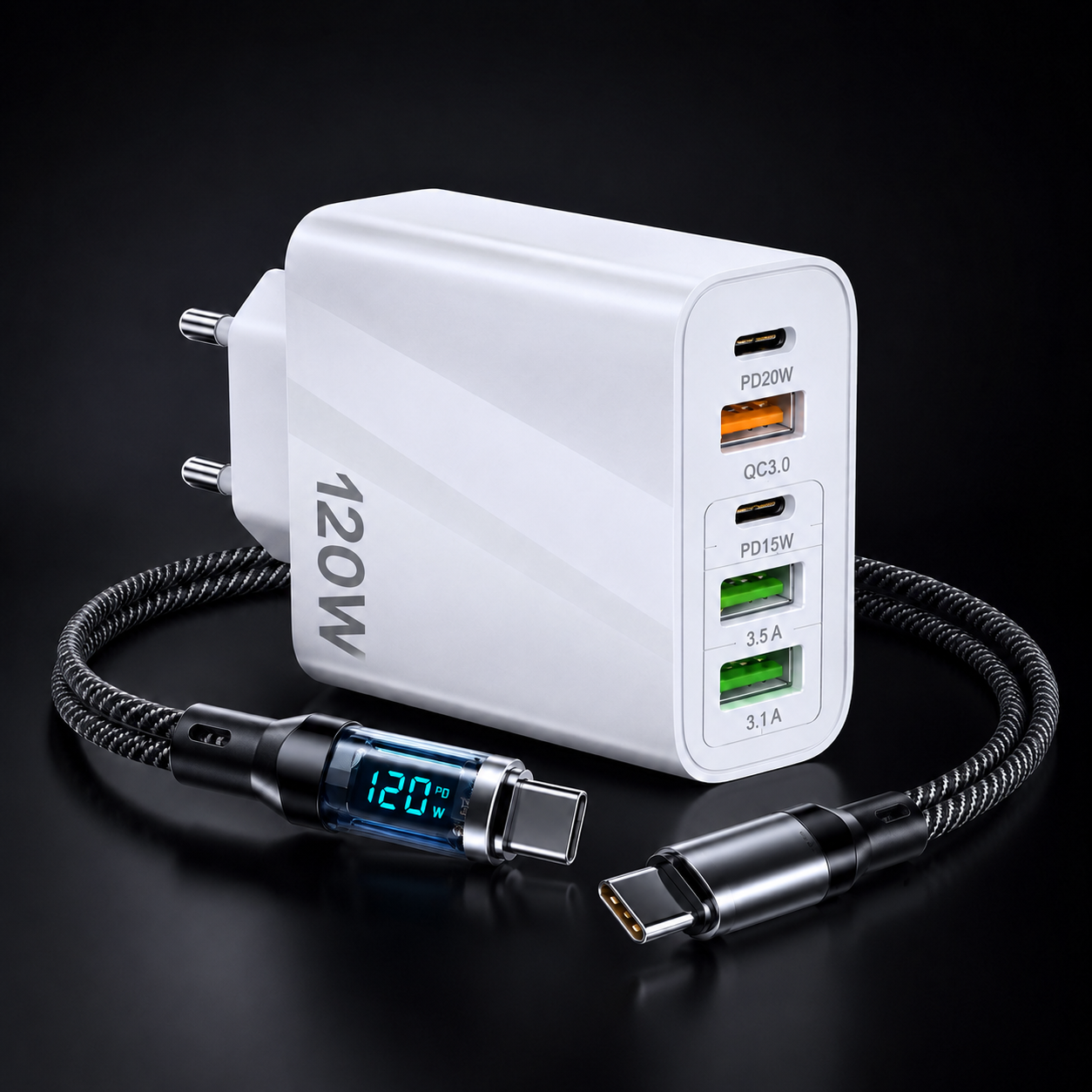 Încărcătorul 120W care încarcă toată familia — 5 dispozitive simultan