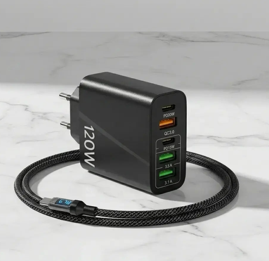 Încărcătorul 120W care încarcă toată familia — 5 dispozitive simultan
